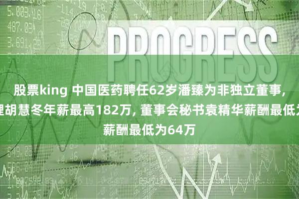 股票king 中国医药聘任62岁潘臻为非独立董事, 总经理胡慧冬年薪最高182万, 董事会秘书袁精华薪酬最低为64万