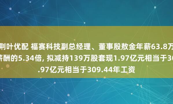 荆叶优配 福赛科技副总经理、董事殷敖金年薪63.8万是公司人均薪酬的5.34倍, 拟减持139万股套现1.97亿元相当于309.44年工资